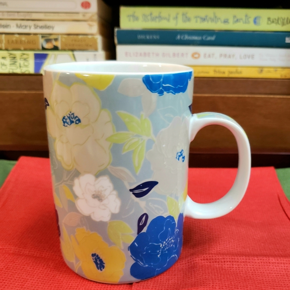 Fancy Flowery Mug 
Blue and Green